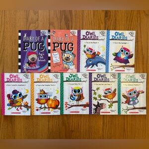 Scholastic Owl Diaries & Diary of a Pug Book Set